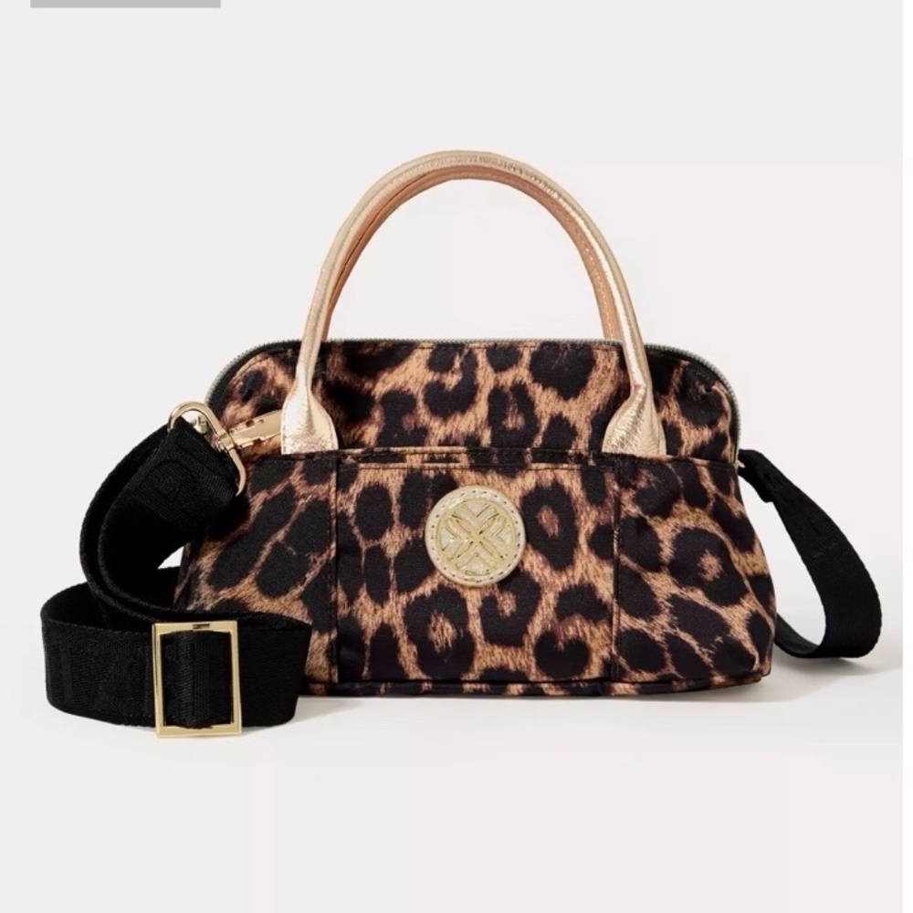 Lilly Pulitzer Kerrington Top Handke Mini Bag in Multi Leopard Faille. New